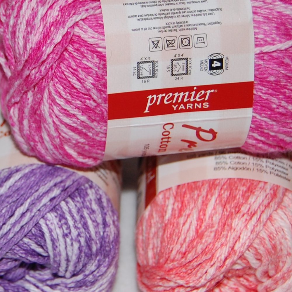 Mixed Lot of 3, #4 Worsted, Premier Yarns, 85% Cotton - Picture 6 of 11